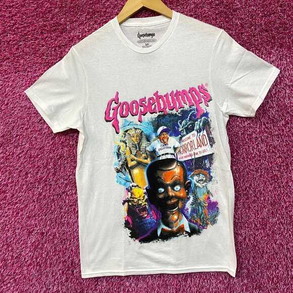 Goosebumps RL Stine Horror Series Cover Art Collage Tee Small - Picture 3 of 4